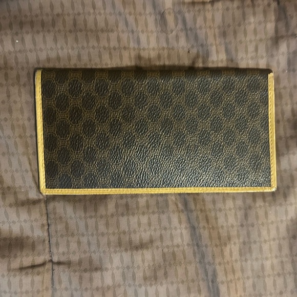 Celine Handbags - vintage Celine Macadam canvas long bifold wallet with leather trim.